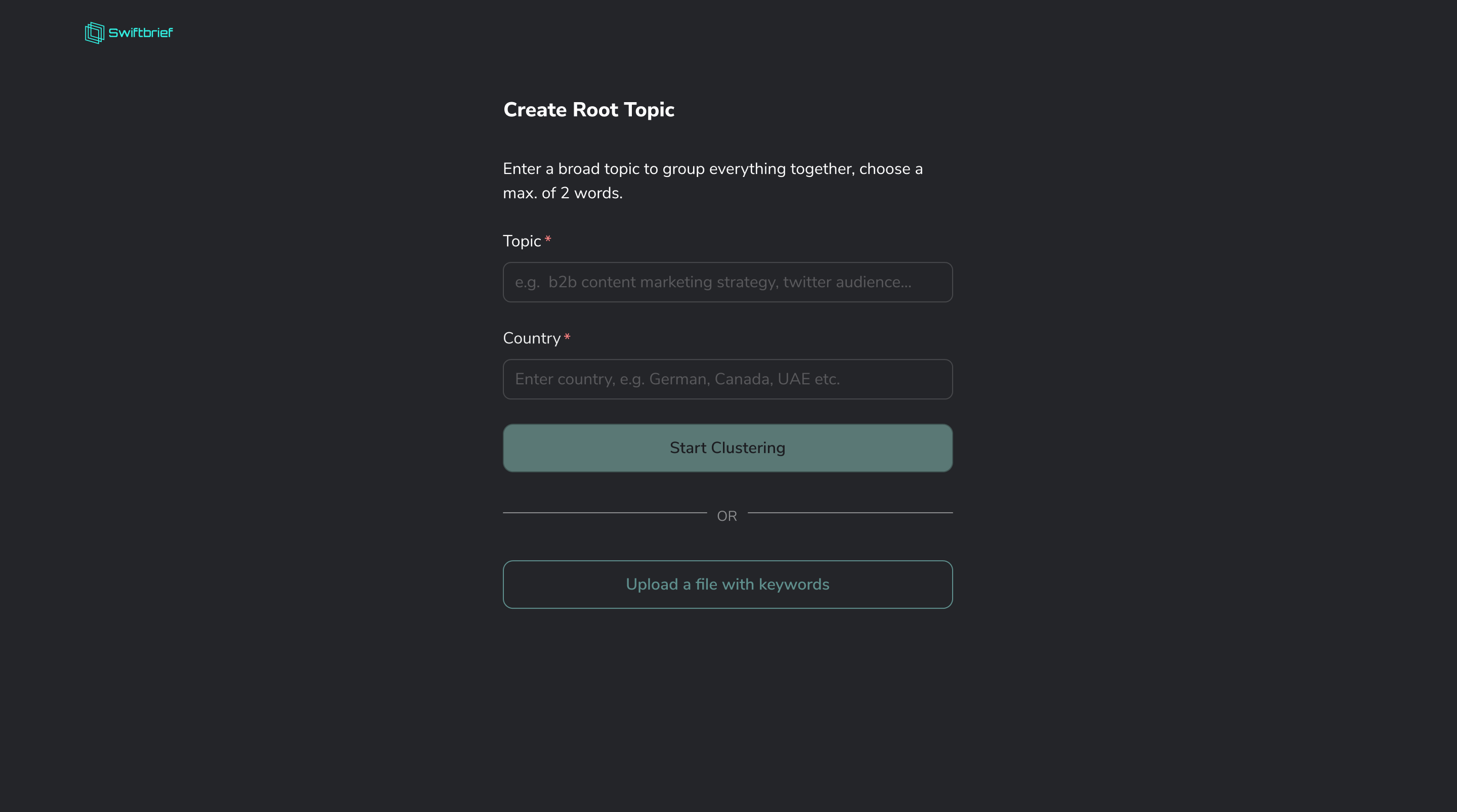 swiftbrief onboarding screen